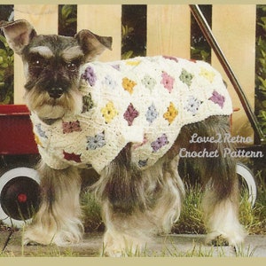 233 Vintage Granny Square Dog Sweater Crochet Pattern, Easy Granny Square Dog Coat Crochet Pattern, Easy Pet Coat Crochet Pattern