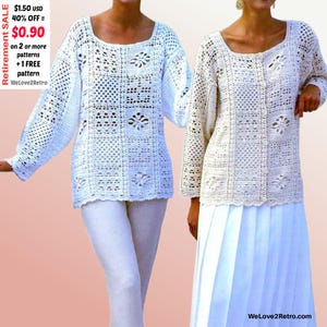 Modello per top boho all'uncinetto - Tunica stile "nonna" all'uncinetto, per festival estivi da donna (PDF)