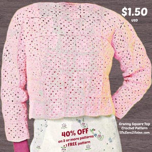 Granny Square Sweater Crochet Pattern: Vintage Style (PDF Download)