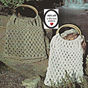 LIQUIDACIÓN POR JUBILACIÓN* Patrón de bolso de macramé estilo boho • Bolso tote vintage (PDF)