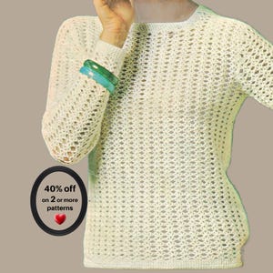 RETIREMENT-SALE*   Crochet Sweater Pattern PDF - Pullover Top Women Vintage Design