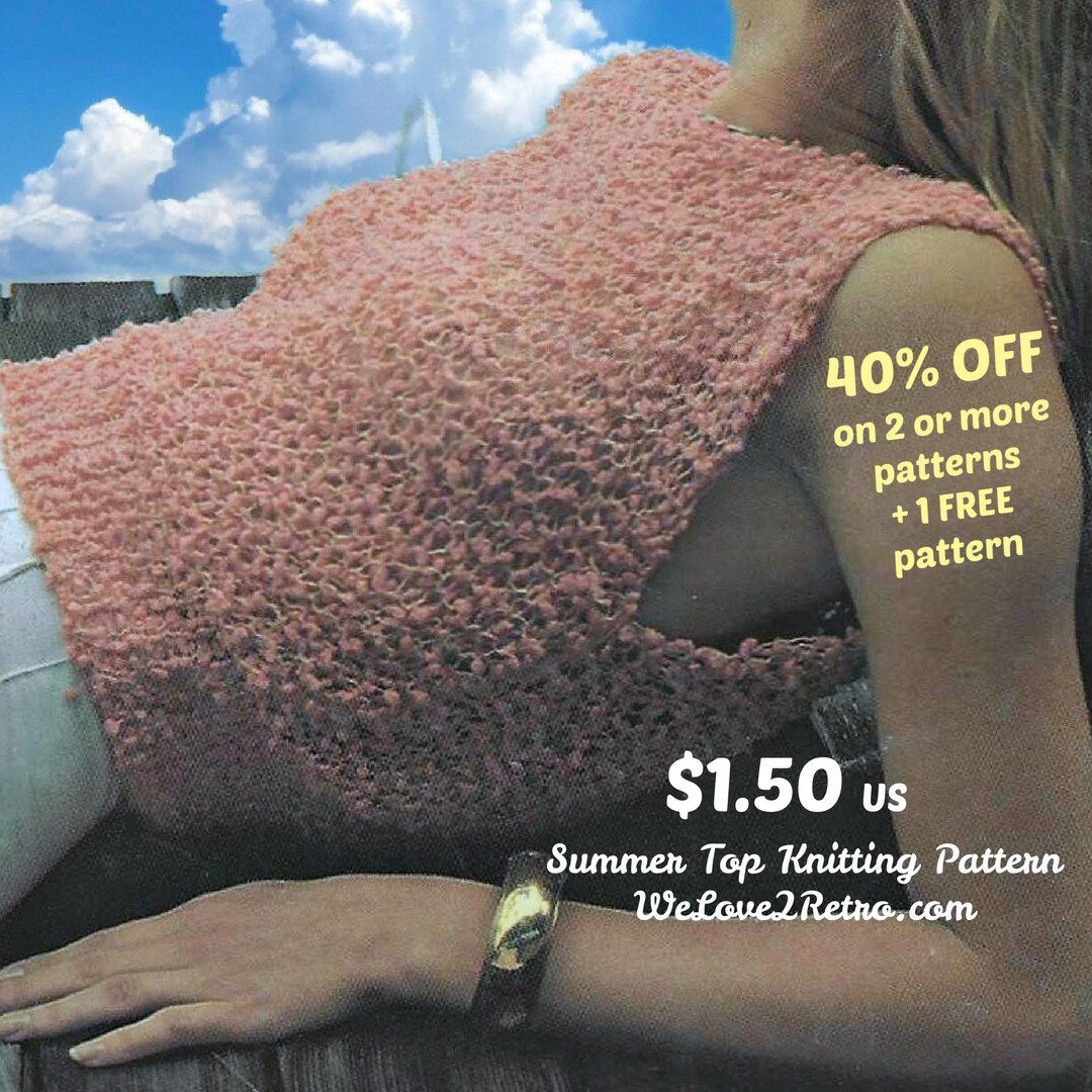 Knitting Top Tutorial Knit Summer Top Pattern PDF – Easy Cotton Tank Top, Lightweight Boho ...