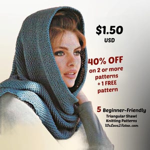 Beginner Knit Shawl Patterns: Easy Triangle Shawl Knitting Pattern(PDF Download) 972