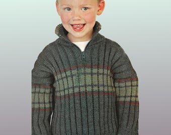 Boys Sweater Knitting Pattern - Easy Kids Pullover Cozy Jumper Beginner Child Knit PDF