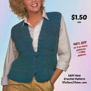 Crochet Vest Pattern PDF – Easy Boho Summer Layer, Vintage Women’s Sweater Vest, DIY Beginner Design, Lightweight Handmade Style - 1192