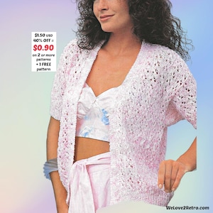RETIREMENT-SALE***  Boho Knit Cardigan Pattern PDF – Easy Summer Vest, Vintage Sleeveless Jacket