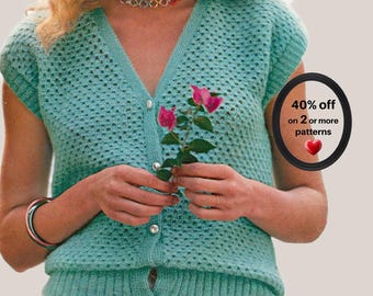 RETIRING-SOON*  Crochet Vest Pattern - Vintage Waistcoat, Summer Top PDF