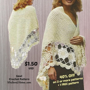 361 Crochet Shawl Pattern – Lace Wrap PDF, Triangle Shawl, Boho Wedding Shawl, Easy Lightweight Design, Lace Shawl Crochet Pattern.