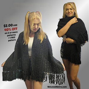 Crochet Shawl Pattern PDF – Easy Boho Fringe Wrap, Beginner-Friendly Lace Festival Scarf
