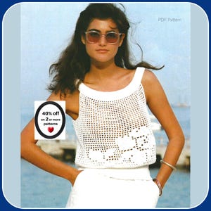 Bald nicht mehr erhältlich: Häkelanleitung für ein sommerliches Filetspitzentop • Boho-Spitzentop • Vintage-PDF (gestrickte Bordüren)