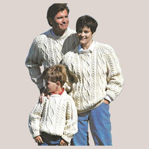Modèle de tricot de pull torsadé Aran - vintage irlandais pull pêcheur chunky rétro PDF