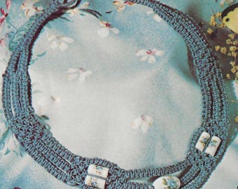 Makramee Halskette Muster - Boho Choker Anhänger Anleitung Easy Vintage Knoten Schmuck PDF