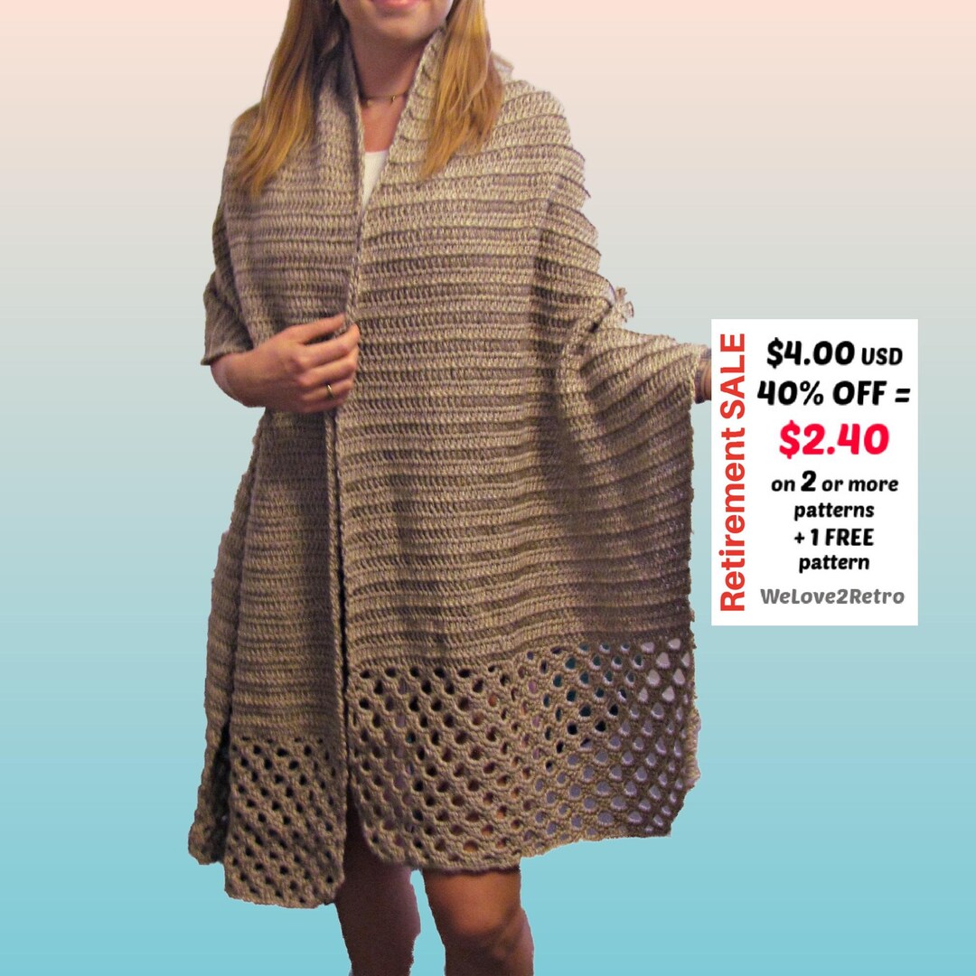 Crochet Shawl Pattern PDF - Easy Boho Lacy Wrap Lightweight Festival ...