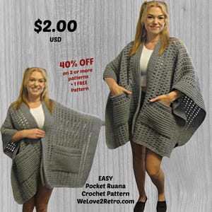 111-2  Pocket Ruana PDF, Crochet Ruana DIY, Easy Ruana Wrap, Ruana PATTERN Pdf, Cozy Ruana Design, Beginner Ruana, Ruana with Pockets.