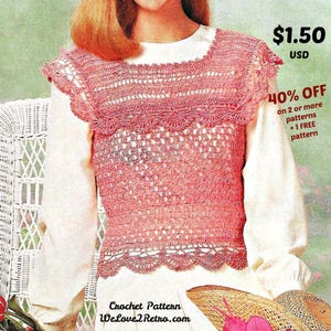 Easy Crochet Vest Pattern PDF  Boho Lacy Summer Top for Women  Vintage Handmade Sleeveless Design  Crochet Pattern - 706
