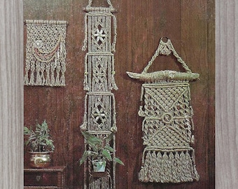 Boho Macrame Wall Hanging Pattern - Easy Beginner Home Decor Craft Tutorial Vintage PDF