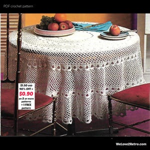 RETIREMENT-SALE***  Vintage Crochet Tablecloth Pattern - Round Lacy Doily Beginner, Lace Table Topper