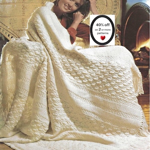 RETIREMENT-SAIL***  Easy Aran Knit Afghan Pattern • Cozy Vintage Throw • Simple Lap Blanket PDF Design