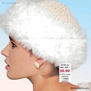 RETIREMENT-SALE***  Fluffy Knit Hat Pattern – Women's Plush Brim Beanie, Easy Winter