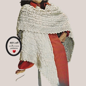 RETIREMENT-SALE* Crochet Shawl Pattern - Boho Lacy Wrap Vintage Vintage Lightweight Lace Scarf PDF