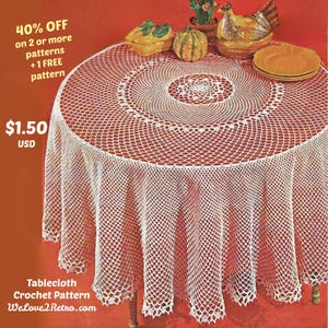 Vintage Crochet Tablecloth Pattern: Lacy Doily Design (PDF Download, 86&quot; Diameter)