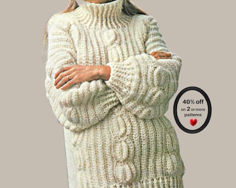 RETIREMENT-SALE*  Crochet Sweater Pattern PDF – Vintage Pullover for Women Jumper