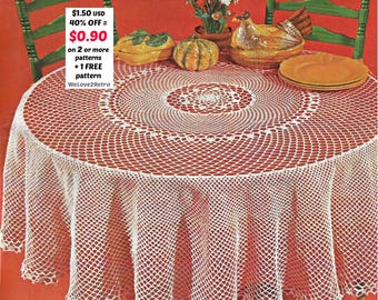 Vintage Crochet Tablecloth Pattern PDF – Round Doily Topper, Lace