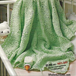 Patrón de manta de bebé a crochet (PDF): crochet fácil para bebés y afganos. Proyecto de manta de bebé hecha a mano con diseños vintage. 1100