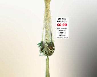 Patrón de macramé para colgar plantas (PDF) - Diseño de decoración bohemia fácil, tutorial para principiantes