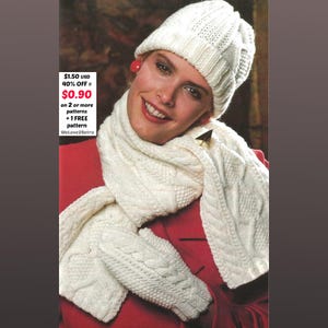 RETIREMENT-SALE***  Easy Knit Hat Mittens Scarf Pattern - Winter Knitting Accessories Beginner Wool Chunky