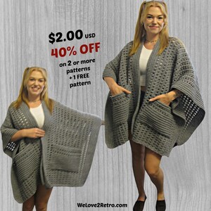 Easy Crochet Pocket Ruana Pattern PDF – Beginner-Friendly Wrap with Pockets, Cozy Shawl Layer, Instant DIY Download - 111-2