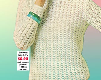 Crochet Sweater Pattern PDF - Pullover Top Women Design