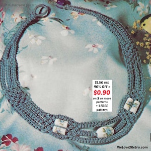 廃盤セール*** マクラメネックレスのパターン - ボヘミアンチョーカー＆ペンダントのチュートリアル、簡単なヴィンテージノットジュエリー