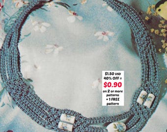 PENSIOENUITVERKOOP*** Macramékettingpatroon – boho-choker- en hanger-tutorial, eenvoudige vintage knoopsieraden