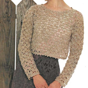 Crochet Lace Top Pattern - Boho Openwork Pullover Easy Summer Sweater Vintage Women PDF