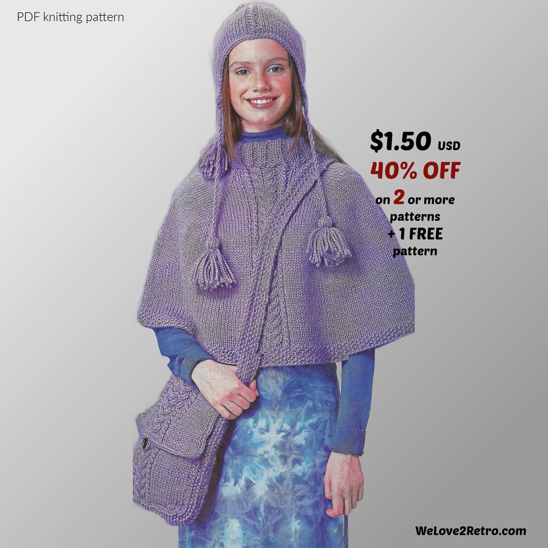 廃盤セール*** 簡単ポンチョ編み図 – チャンキーニットケープレット