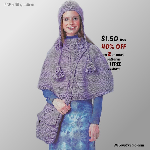 廃盤セール*** 簡単ポンチョ編み図 – チャンキーニットケープレット