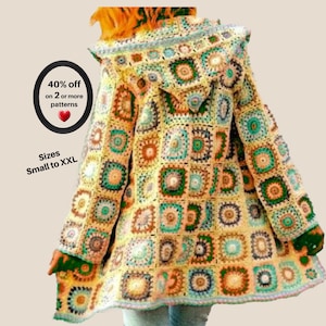 RETIREMENT-SALE* Crochet Hooded Coat Pattern • Boho Jacket • Vintage Hoodie Cardigan PDF