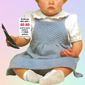 PENSIONSREA*** Stickmönster för babyklänning – Enkel vintage-pinafore, handstickad småbarnsoutfit