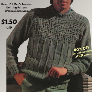 Strickanleitung für Herren, Pullover mit Rundhalsausschnitt, Strickmuster PDF – 272
