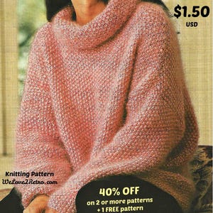 471 EASY Sweater Knitting Pattern, beginner knitting pattern, knit pullover pattern, quick knit sweater, women&#39;s sweater pattern, PDF, DIY