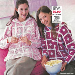 RETIREMENT-SALE***  Granny Square Sweater Crochet Pattern PDF – Boho Crochet Hoodie Jumper, Vintage Diy Pullover