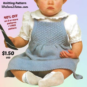1203 Baby Dress Knitting Pattern – Easy Knit Pinafore PDF for Baby Girl or Toddler, Knit Baby Dress Pattern, Vintage-Inspired Baby Clothes