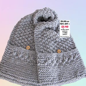Patrón PDF de Chal de Bolsillo Grueso (VENTA DE JUBILACIÓN) - Chal de Bolsillo Grueso Fácil de Tejer para Principiantes en Invierno
