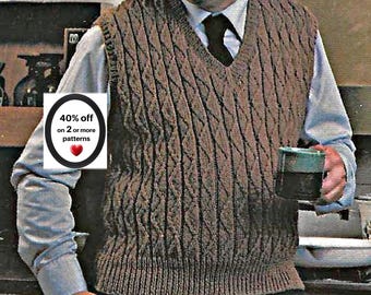 RETIREMENT-SALE*  Vintage Men's Vest Pattern PDF • Easy Knit Vest • Classic Pullover Waistcoat (download)