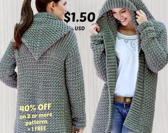 Hooded Cardigan Crochet Pattern PDF – Easy Coat for Beginners, Sizes S–2XL – Cozy Handmade Jacket & Outerwear – Instant Download - 812