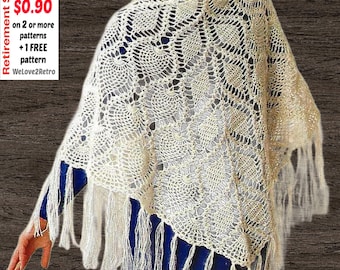 Crochet Shawl Pattern - Vintage Triangle Wrap Easy Lacy Scarf Lightweight Lace Crochet PDF