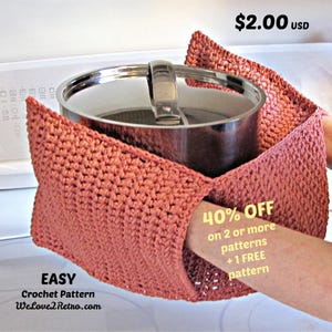 Crochet Potholder Pattern PDF – Easy Beginner Hot Pad, Double Oven Mitts, Thick Kitchen Gift Idea, Xmas Handmade for Cozy Cooking -133c-2