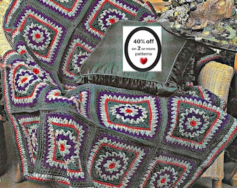 RETIREMENT-SALE*  Classic Granny Square Crochet Afghan Pattern • Vintage Blanket - Easy Throw (PDF)