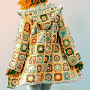 Gehäkelte Kapuzenmantel Anleitung - Einfache Boho Jacke Vintage Hoodie Strickjacke Frauen PDF